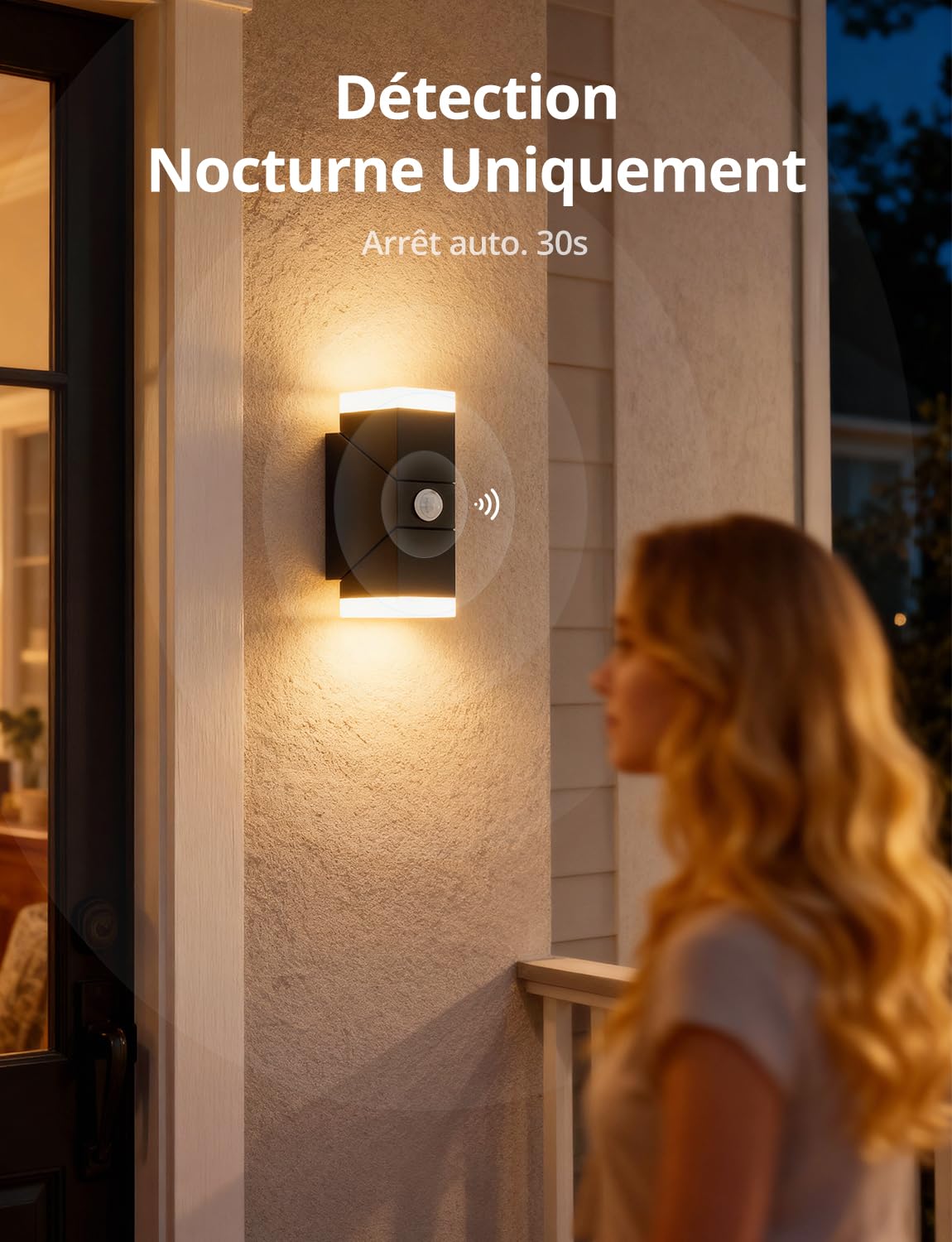 Combuh 12W 960LM Applique Exterieure Detecteur de Mouvement, IP65 Etanche Lampe Led Murale avec Detection, Moderne Luminaire Entree, Blanc Chaud 3000K Eclairage pour Garage Porch Terrasse, 20 cm
