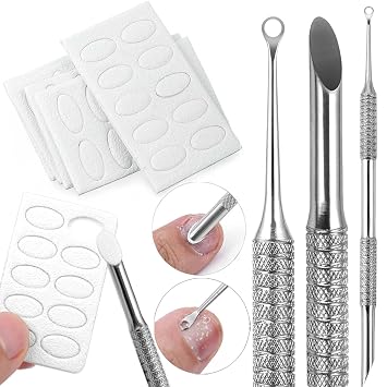 Circle Bevel Double-ended Nail Cuticle Pusher Tool Pre-polish Sandpaper Sheets Manicure Kit Stainless Steel Nail Pusher Cuticle Remover Self-adhesive Sand Paper Nail Art Dead Skin Removing Nail Tools