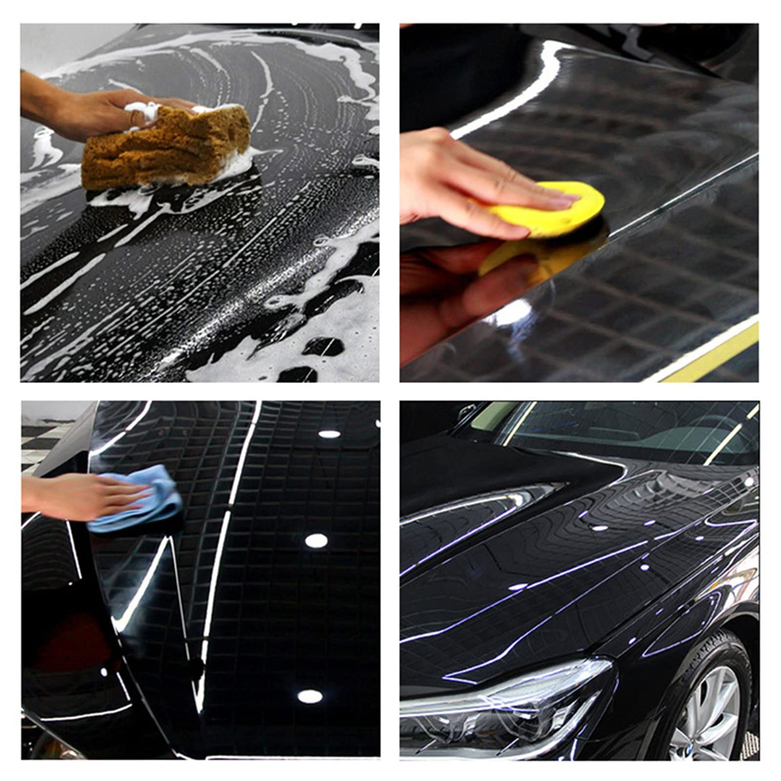 Cera Solida per Auto, Cera lucidante per Rivestimento con spugne, per Prodotti per ceratura per la Cura della Riparazione di Bellezza per superfici verniciate per autoveicoli, 250 ml (Bianca)