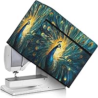 Vista 23 de Funda para máquina de coser de girasoles de otoño con prácticos bolsillos, cubierta protectora duradera acolchada contra el polvo, accesorios