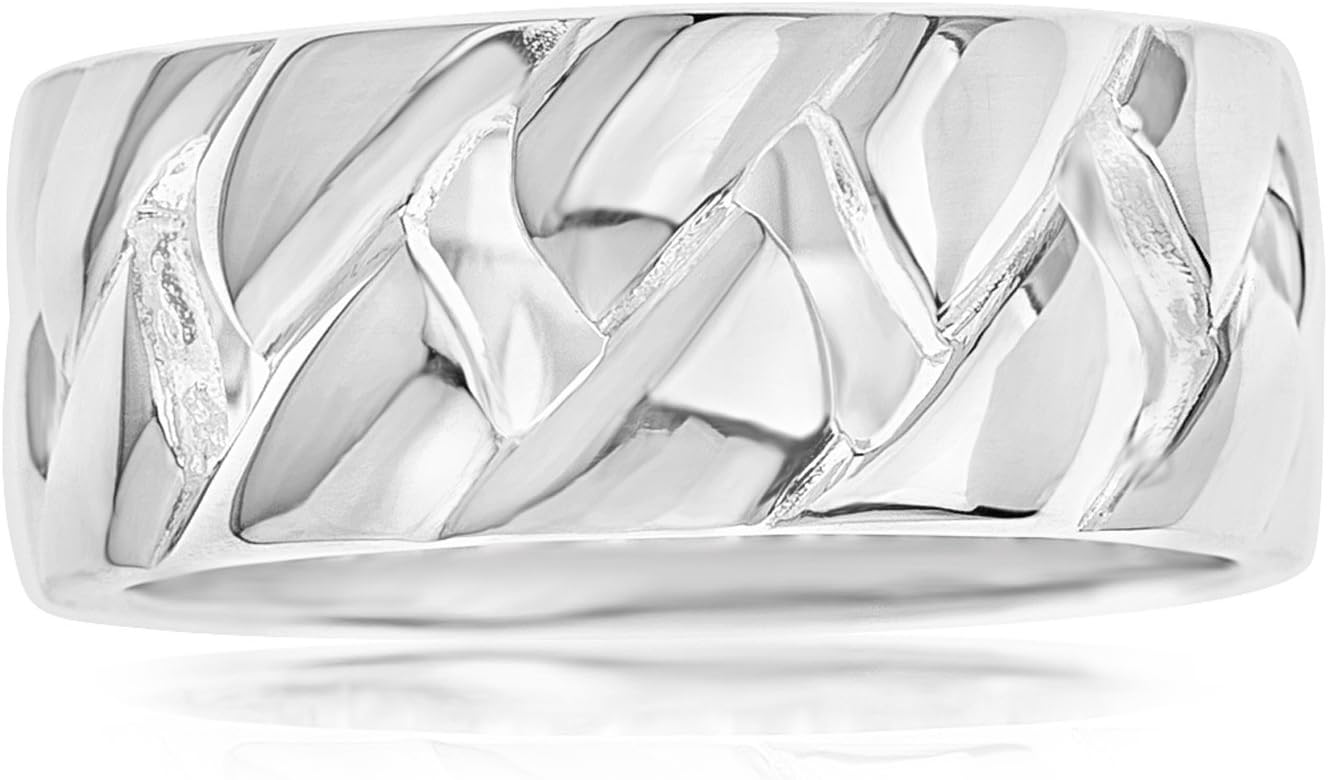 Couro Sterling Silver Men's Curb Weave Ring