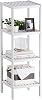 SMIBUY Bathroom Storage Shelf, 4-Tier Bamboo Rack Organizer, Multifunctional Shelving Unit for Living Room Bedroom Kitchen White