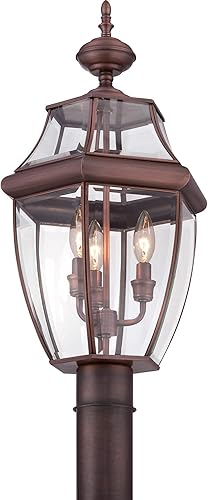 Miniatura 5 de Quoizel NY9042P Newbury - Farol para exteriores, 2 luces, 120 vatios, peltre (21 pulgadas de alto x 11 pulgadas de ancho)