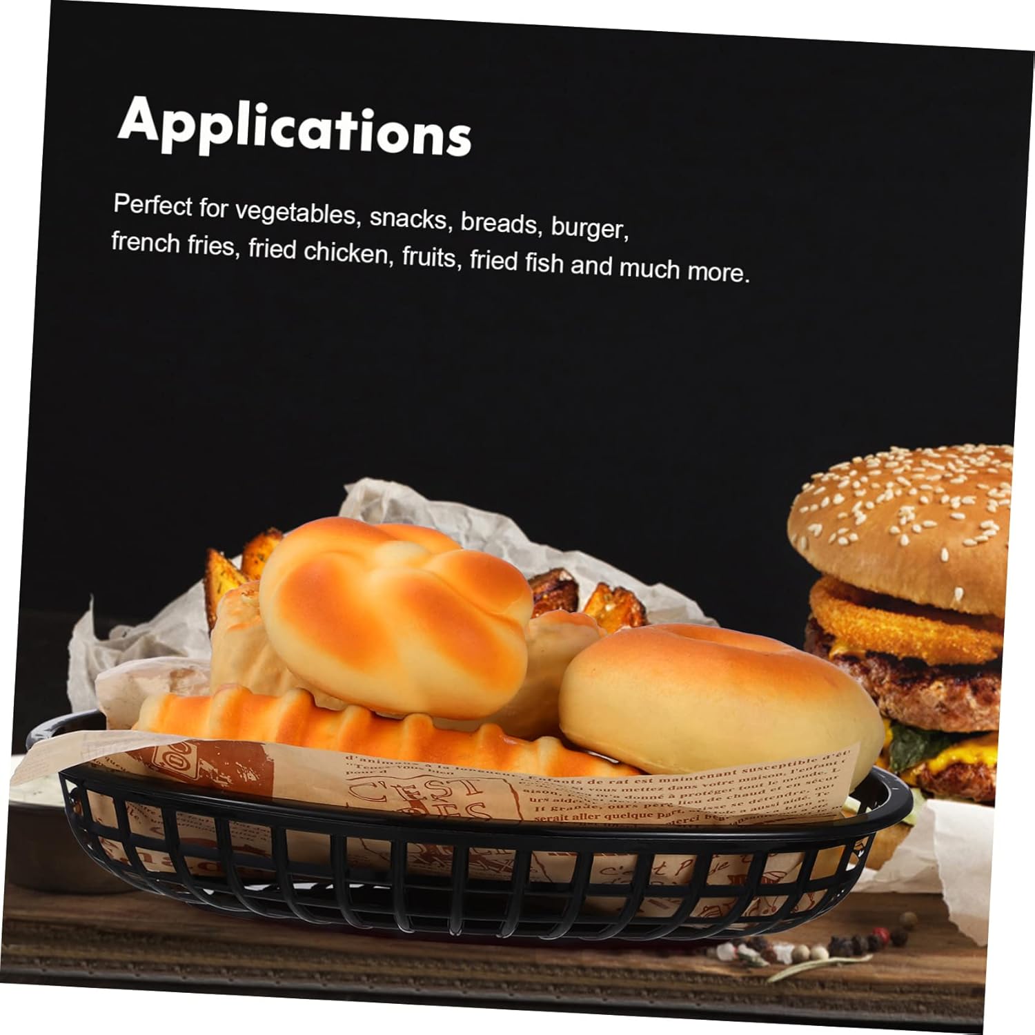 24pcs Bread Baskets Lids Stackable Serving Trays for Hot Dogs Burger French Fries Party