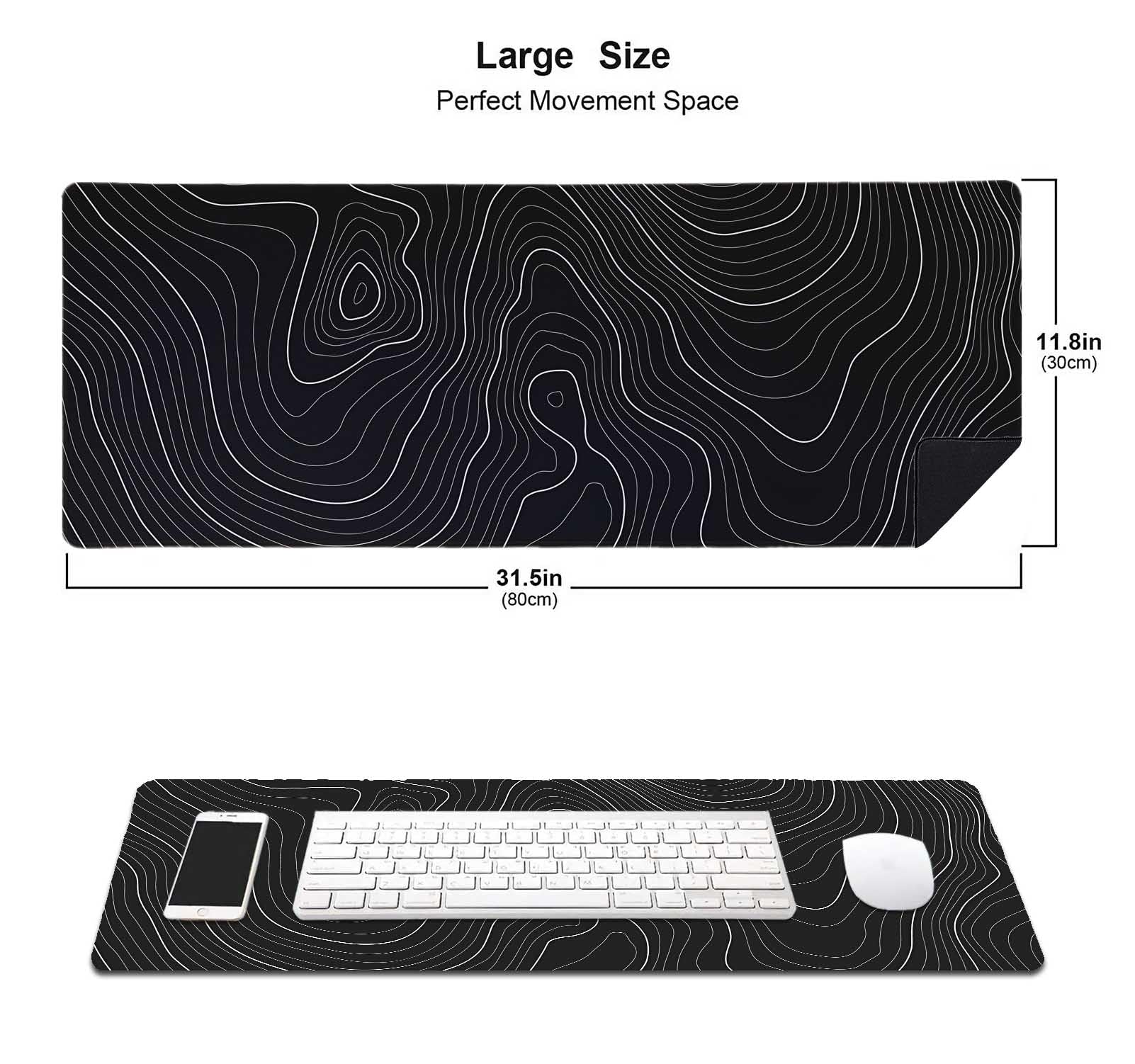 Tappetino per mouse con stampa animalier, 80 x 30 cm, XL, con stampa animalier, grande, con base in gomma antiscivolo con bordi cuciti, per casa e ufficio