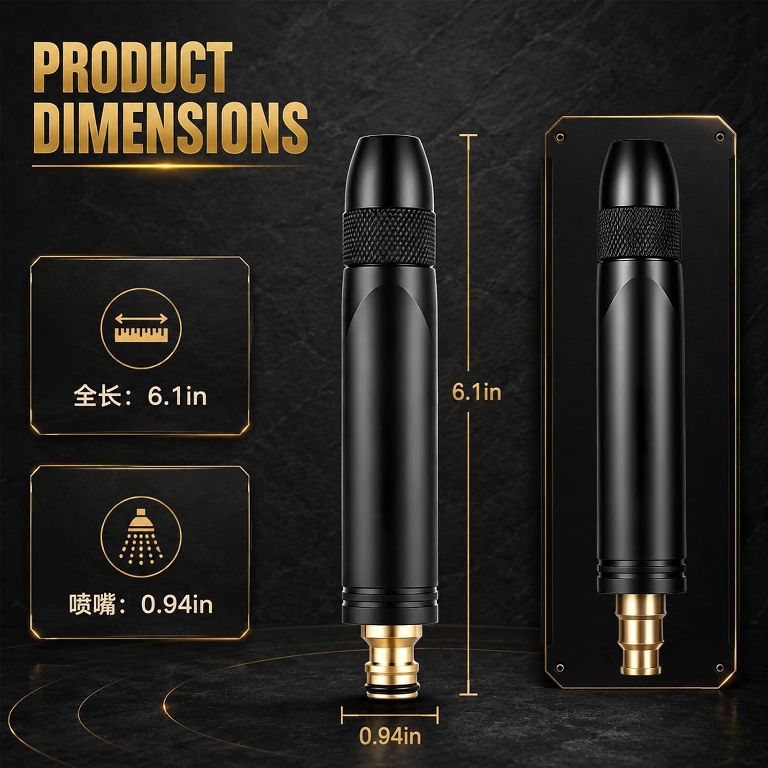 Home High-Pressure Car Wash Water Gun with Booster Nozzle, Black High Pressure Washer, High-Pressure Home Car Wash Water Gun, for Watering Plants and Vegetables, and Car Washing (Pacifier Interface)