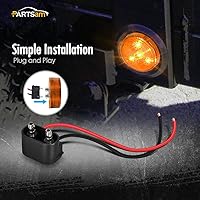 Vista 3 de Partsam 10x Luces Marcadoras de Separación LED Redondas Selladas Ámbar de 2", 4LED [Aprobado por DOT], Kit de Luces Marcadoras Laterales LED