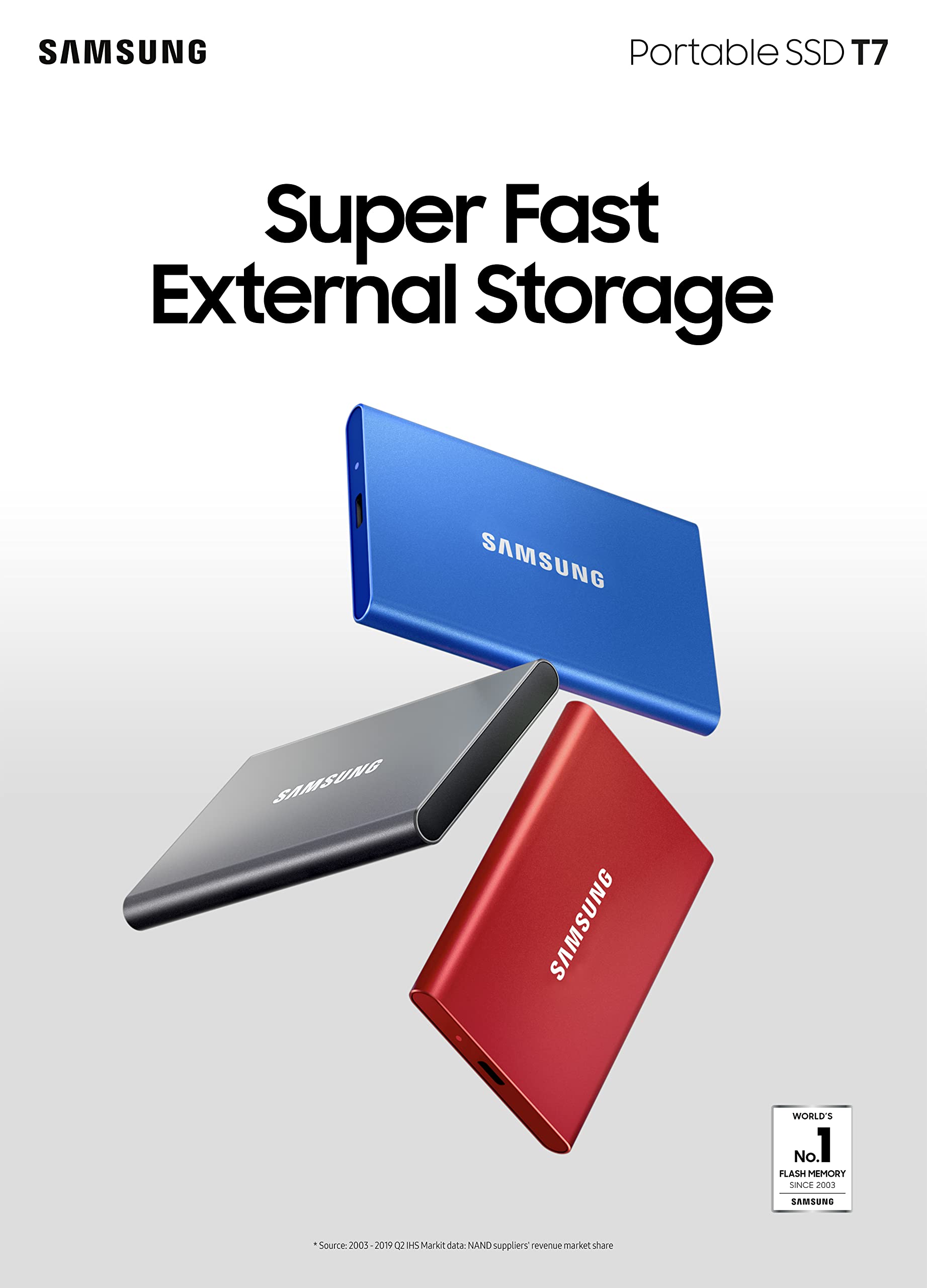 SAMSUNG 外付け SSD T7 500GB Samsung T7 Portable SSD - USB 3.2 (Gen2, 10Gbps) External SSD