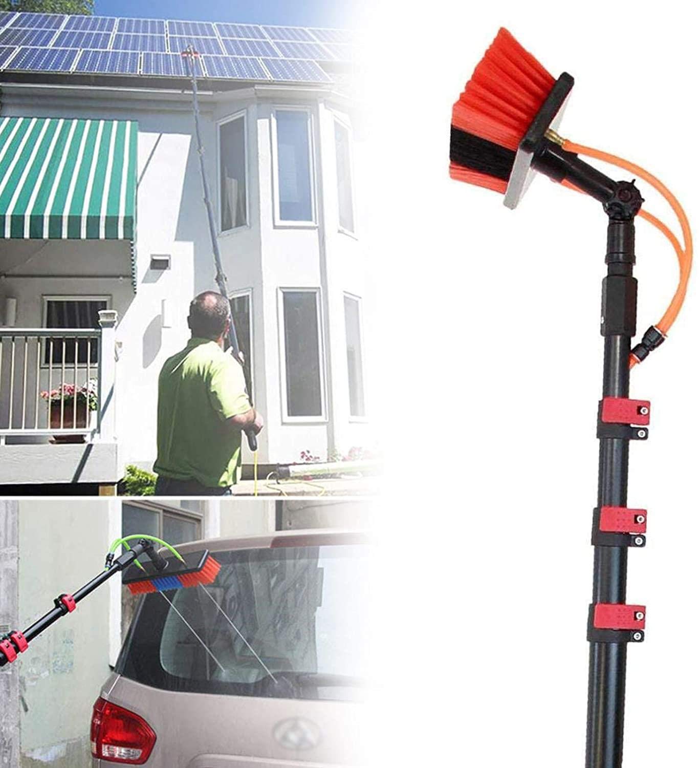 Nettoyage de panneaux photovoltaïques avec balai télescopique à eau pour vitrage extérieur