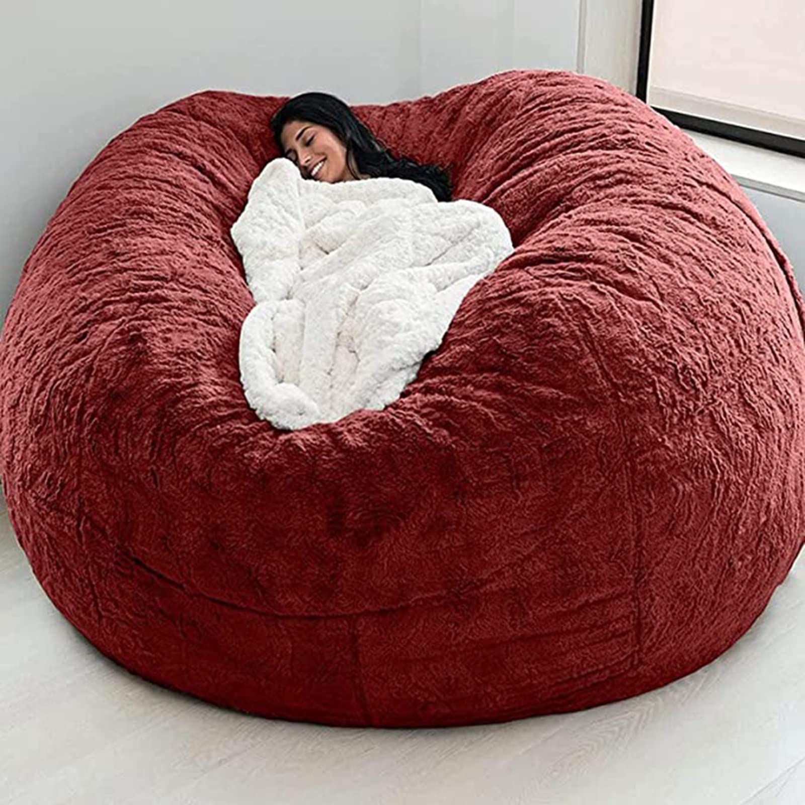 WSZGR 5ft/6ft/7ft Adult Bean Bag Chair Cover, Indoor Living Room Gaming Beanbag Lounger Internal Liner Ergonomic Design for Body Support(Color:6,Size:5ft)