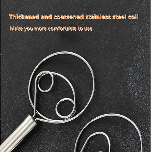 Miniatura 4 de Paquete de 2 batidores de masa de acero inoxidable para cocinar, batidor de pan de estilo holandés, herramienta de mano para rebozar pan, pasteles,