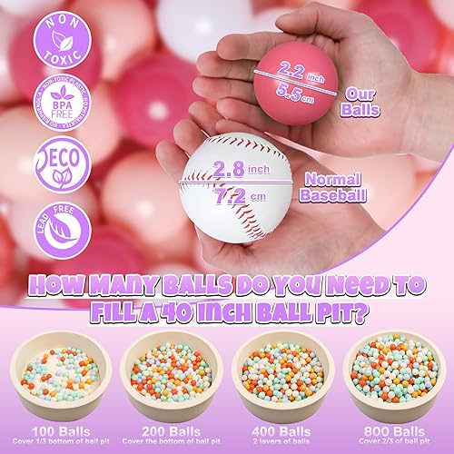 Miniatura 91 de GOGOSO Pelotas para niños pequeños, paquete de 50, 100, 200 bolas de plástico, sin ftalatos, sin BPA, no tóxicas, de 2.2 pulgadas, a prueba
