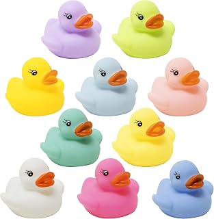 Kiddie Play Rubber Ducks 10 Pcs Mini Bath Rubber Duckies, Colorful Squeaky Baby Shower Party Favors, Floating Preschool Bathtub Toys, Fun for Infants Kids Toddlers & Party Decor