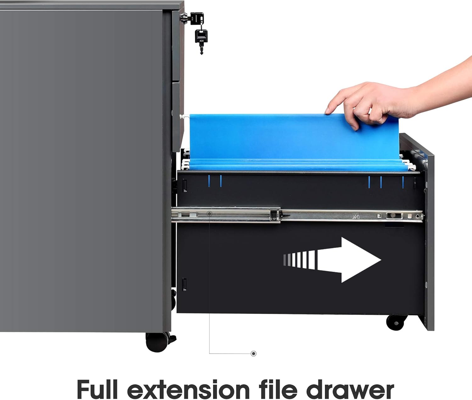 DEVAISE Locking File Cabinet, 3 Drawer Rolling Pedestal Under Desk, Fully Assembled Except Casters, Dark Gray : Office Products