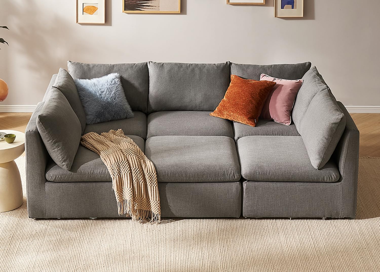 mopio Oversized Modular Sectional Sofa with Fully Removable Covers and Storage, Convertible U, L-Shaped and Sleeper Sectional, Modern Couches with