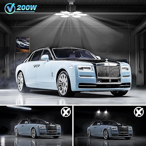 Miniatura 10 de Luces LED de garaje, paquete de 6 luces de garaje de 200 W, luz LED de tienda, luces LED deformables, luces LED de techo para luces de garaje, luces