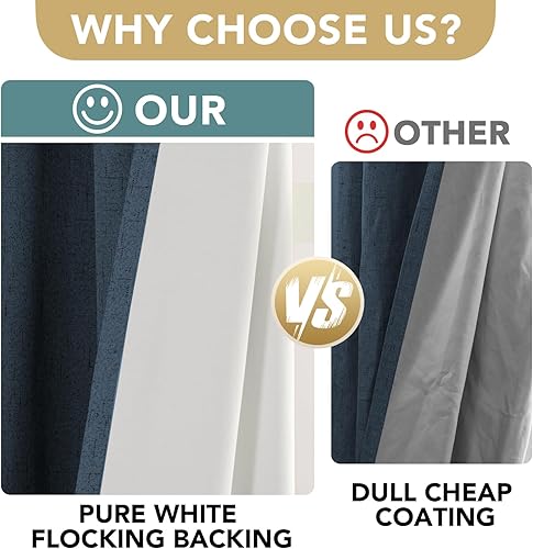 Vista 3 de H.VERSAILTEX Primitive Linen Blackout Curtains with Burlap Fabric and White Thermal Insulated Liner, Grommet Top Curtains for Living Room/Bedroom