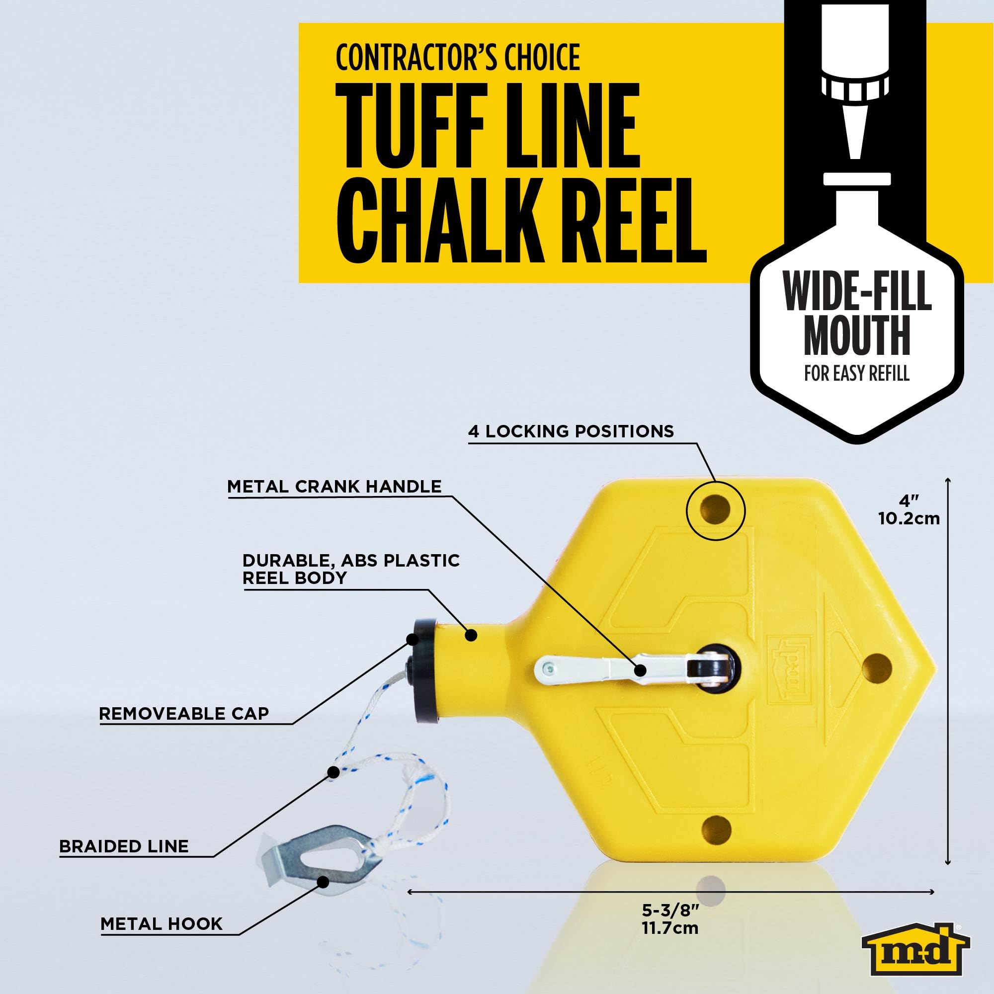 MD Building Tuff Line™ Contractor Chalk Reel, Yellow, 0.06in x 100ft — Amazon image 2