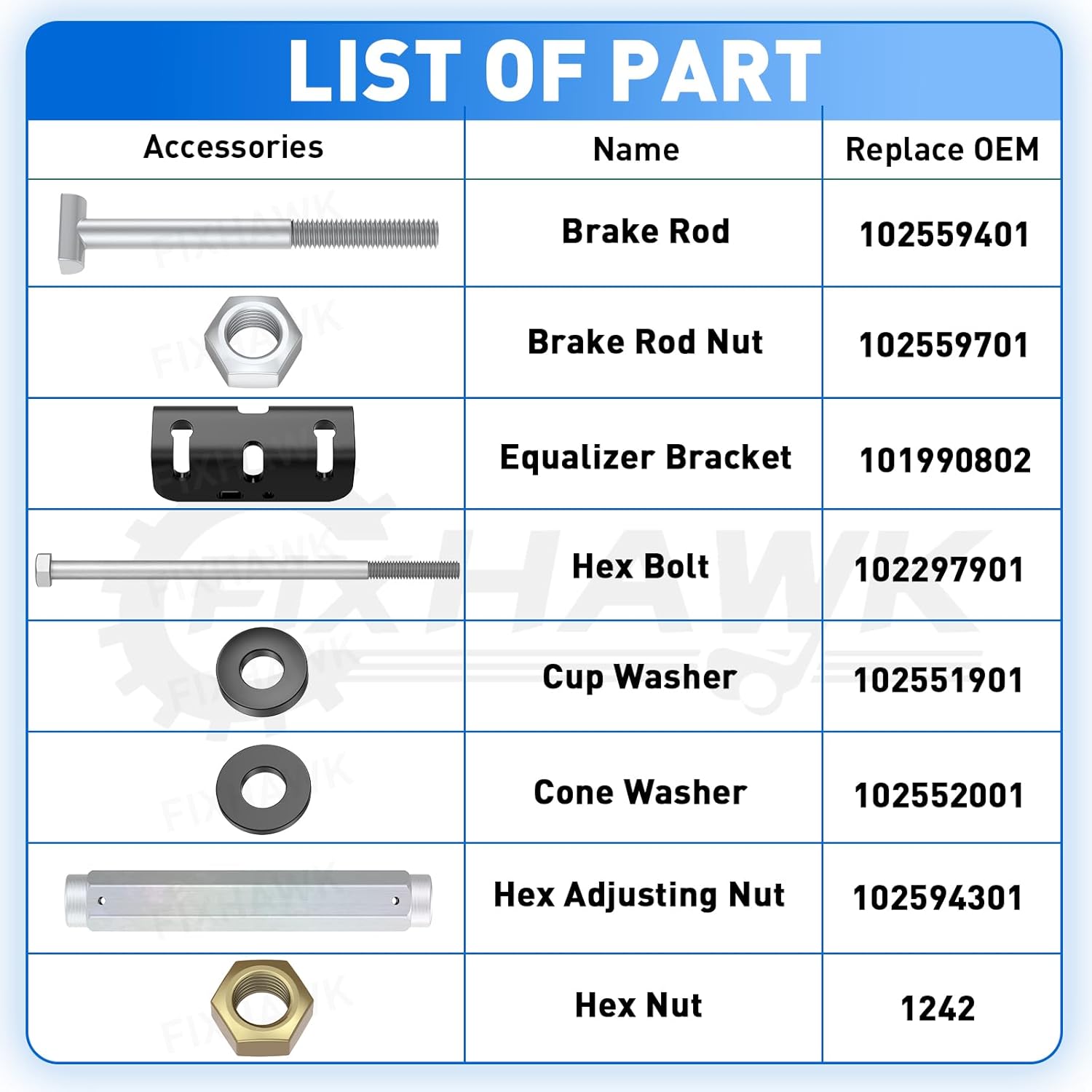 Golf Cart Brake Equalizer Rod Set for Club Car Precedent,Onward,Tempo Electric & Gas Golf Cart, with Spacer, Screw, Nut, Balance Block. Replace OEM #102559401 102559401 102552001（8 Pieces）