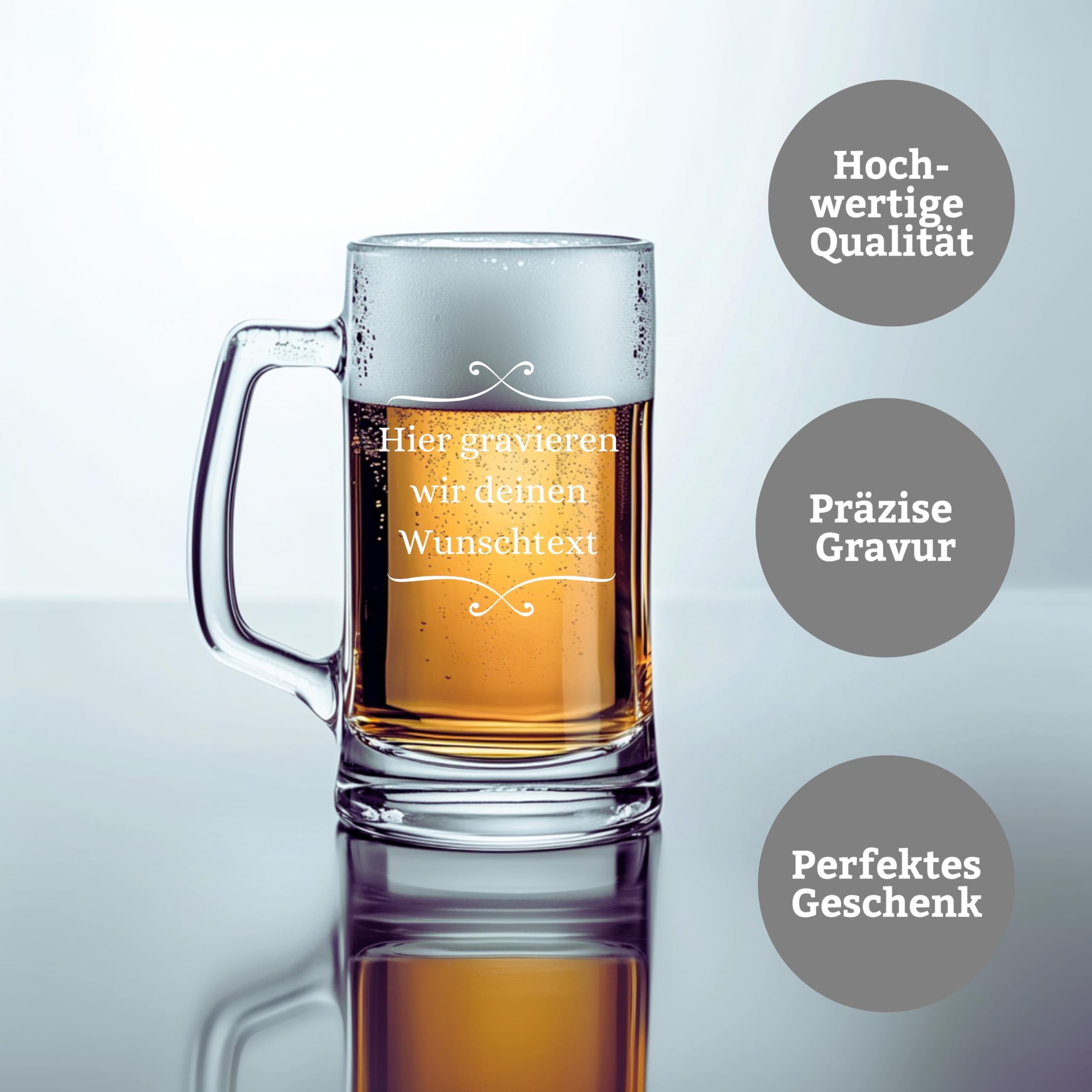 Bierkrug mit Gravur - Personalisierte Geschenke Männer - Geschenke für Sie & Ihn - Bierglas Geschenkidee für Herren, Freunde Vatertag - Geburtstagsgeschenk mit Wunschtext