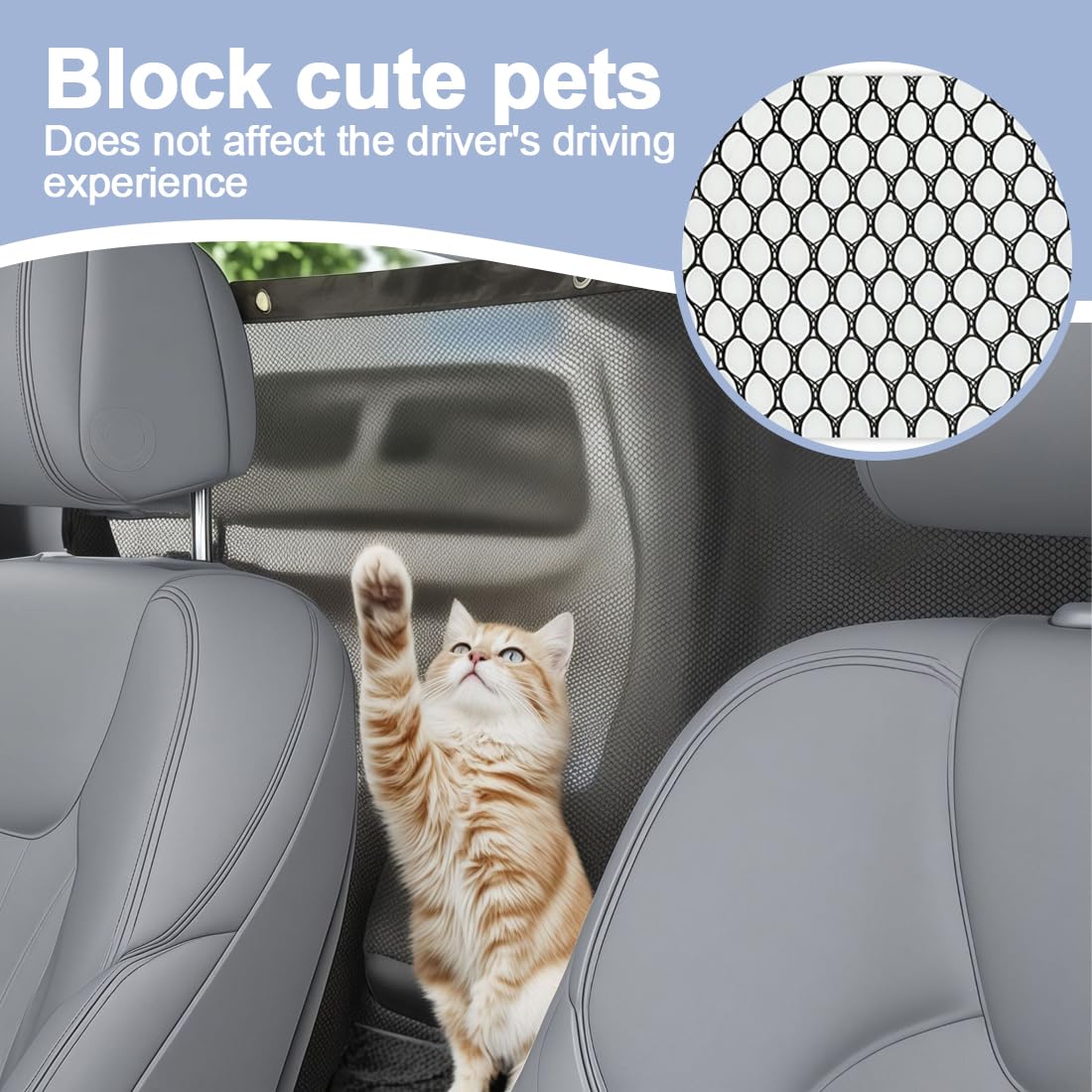 116 X 76 Cm Barrera Para Coche Para Perros Barrera Para Mascotas Para Vehículo Malla Para Asiento Trasero Red Divisora Para Coche Con Cuerda De Ajuste Y Gancho Adecuado Para Camionetas Suv — view 5