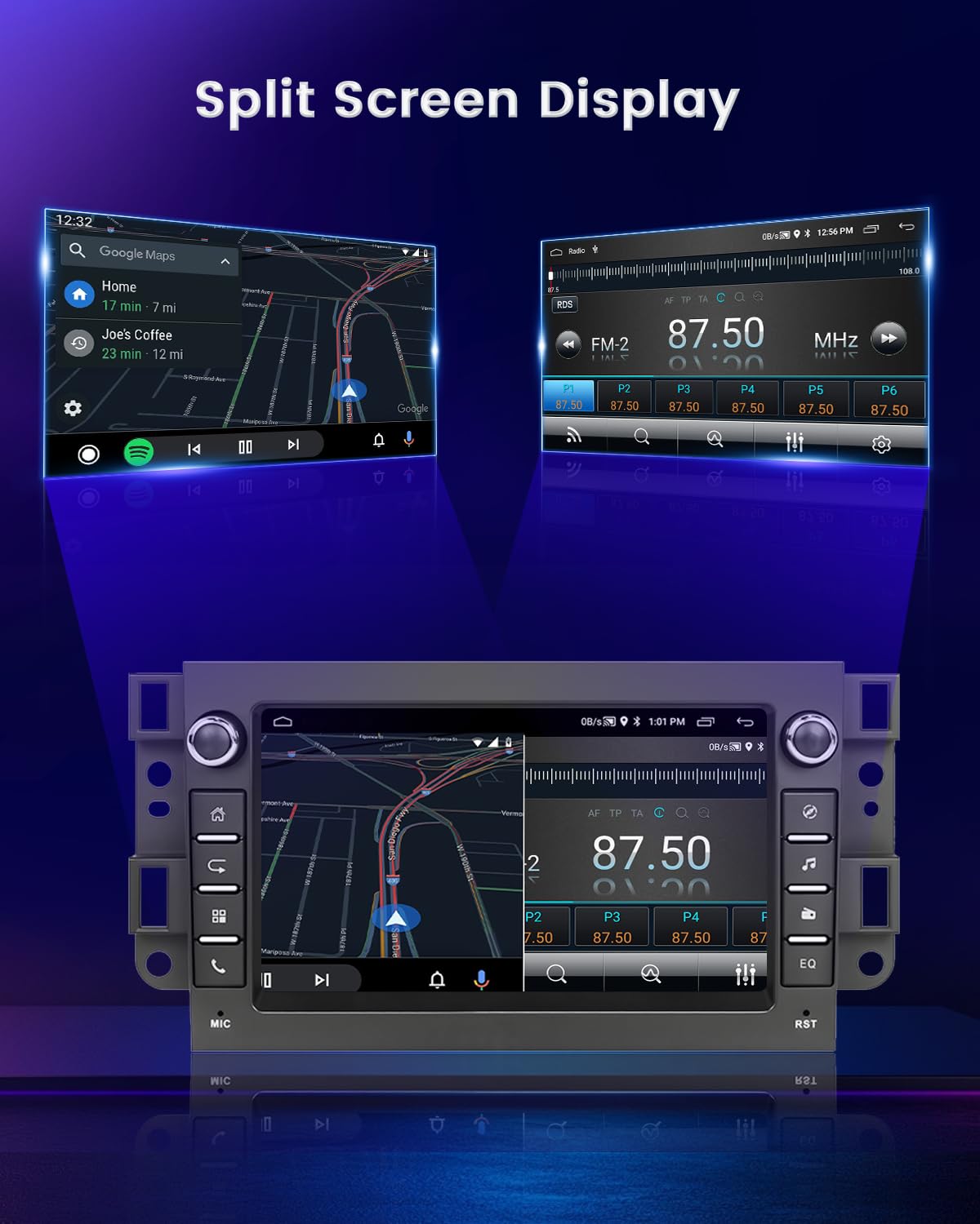 Hikity 2+64G Ekran dotykowy 7" Radio dla Chevrolet Aveo Captiva Epica Holden Daewoo Pontiac, z bezprzewodowym CarPlay Android Auto, Bluetooth, Nawigacja, GPS, WiFi, EQ i kamera cofania