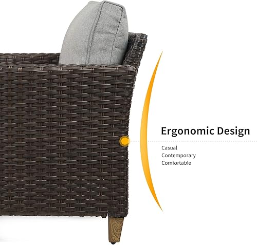 Miniatura 5 de Grand patio Muebles de exterior, sofá modular de mimbre para patio, sofá individual con cojines gruesos para terraza, porche, piscina, jardín