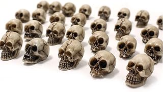 Mini Skulls Skeleton Head Table Decor,Miniature Skeleton Head Halloween Figurines Decoration Micro Landscape Figure,Halloween Prank Props,Haunted Dollhouse Accessories,20PCS