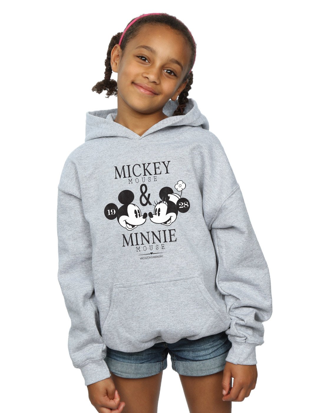 Disney Girls Mickey And Minnie Mouse Mousecrush Mondays Hoodie Sport Grey 9-11 Years