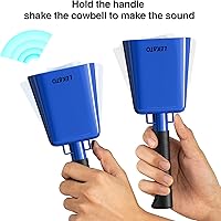 Vista 3 de Campana de vaca de acero de 8 pulgadas con asa, paquete de 2 campanas de vaca, fabricantes de ruido para eventos deportivos, campana de mano