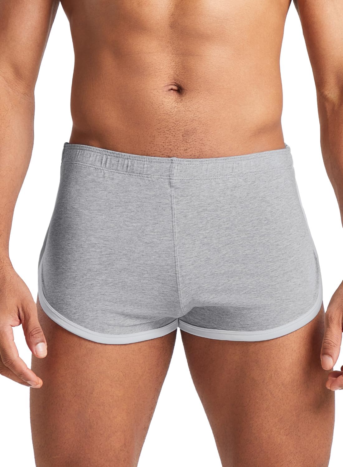 MIZOK Mens Cotton Booty Boxer Short Low Rise Split Side Workout Gym Lounge Shorts - Image 2