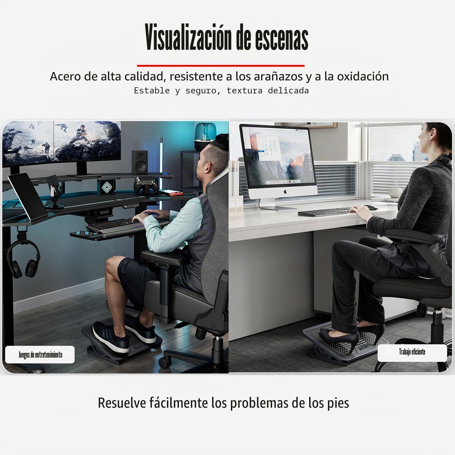 Reposapies De Oficina,Reposapiés Ergonómico Ajustable Con Función De Masaje Para Aliviar Dolor De Piernas y Rodillas,Adecuado Para Debajo Del Escritorio,20° Sin Bloqueo,Estructura De Metal