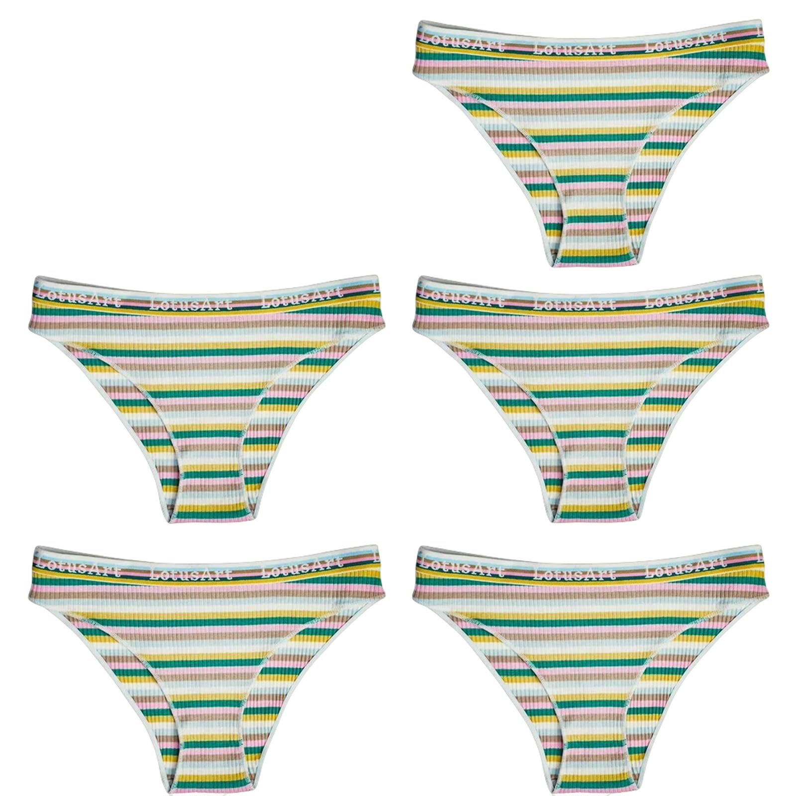 bielizna damska 5 sztuk damskie seksowne bawełniane majtki w paski damskie niski stan miękkie majtki plus size bielizna bielizna damskie rajstopy zielone-5 sztuk (35-50 kg)