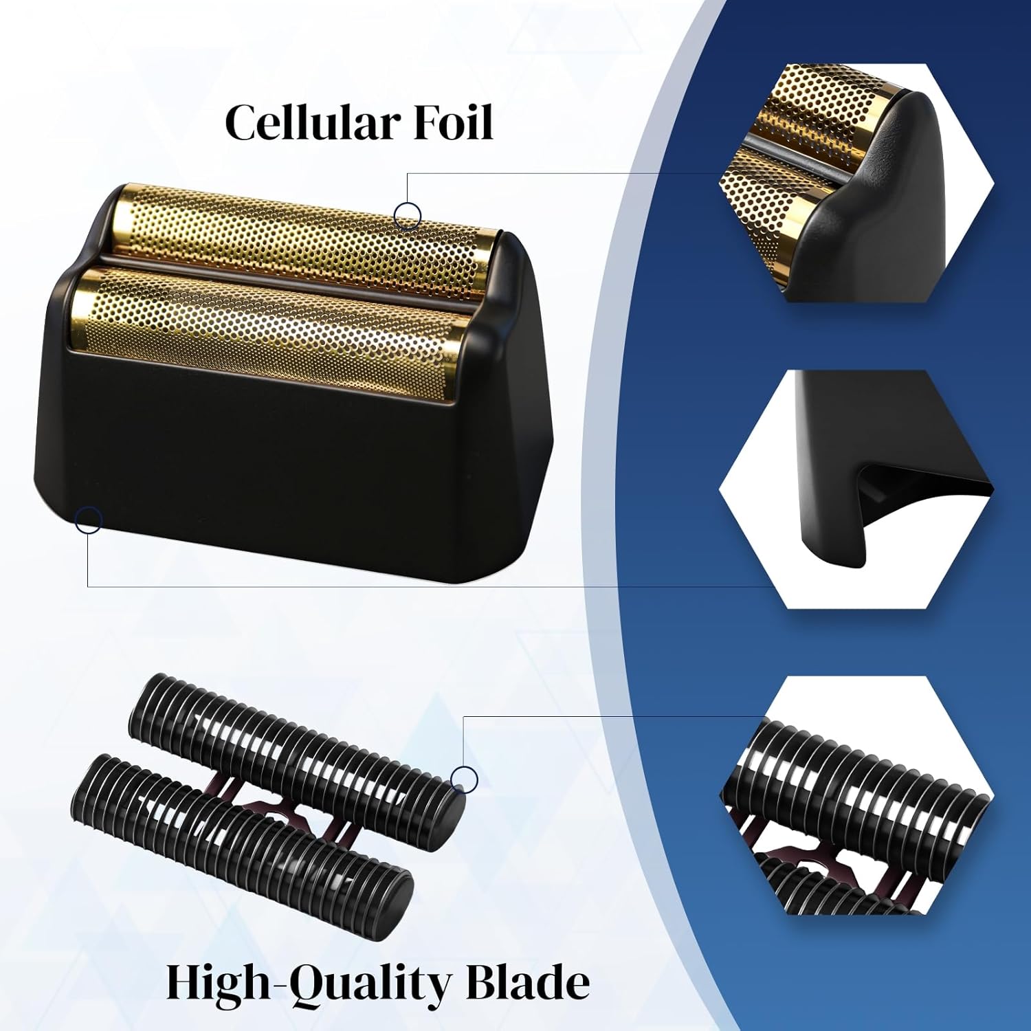 3 Pack Professional 5 Star Series Finale Shaver Replacement Foil and Cutter Bar Assembly Compatible with wahl Shaver Foil 7031-100, 7043-100 Super Close Shaving Replacement Heads，Black