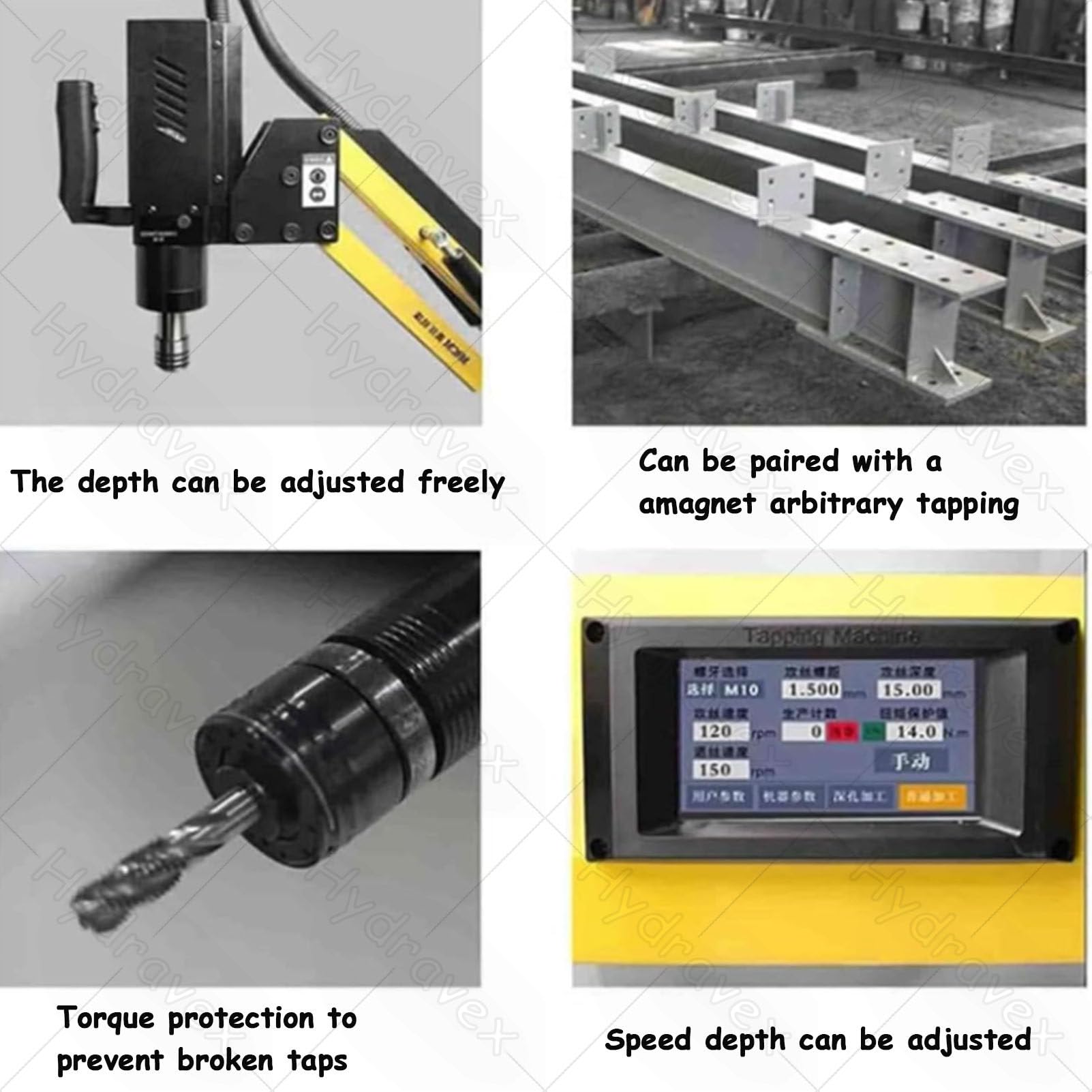 Elektrische Gewindeschneidmaschine, Bohr- und Gewindeschneidmaschine, universelle vertikale elektrische Gewindeschneidmaschine für Easy Arm Power Drilling mit Touchscreen M3-M16