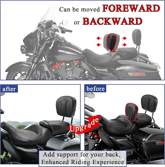Driver Backrest,Low-Profile Two-up Black seat for Touring 09-25