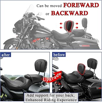 Driver Backrest,Low-Profile Two-up Black seat for Touring 09-25