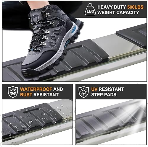 Miniatura 4 de Estribos laterales de aluminio, escalones laterales de camión Nerf Bars L+R para 200720082009201020112012201320142015201620172018201920202021 Tundra