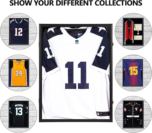 Miniatura 4 de Mstrse Vitrina con marco de jersey, caja de sombra de jersey, con cerradura, marco de jersey para hockey, béisbol, baloncesto, fútbol, fútbol,