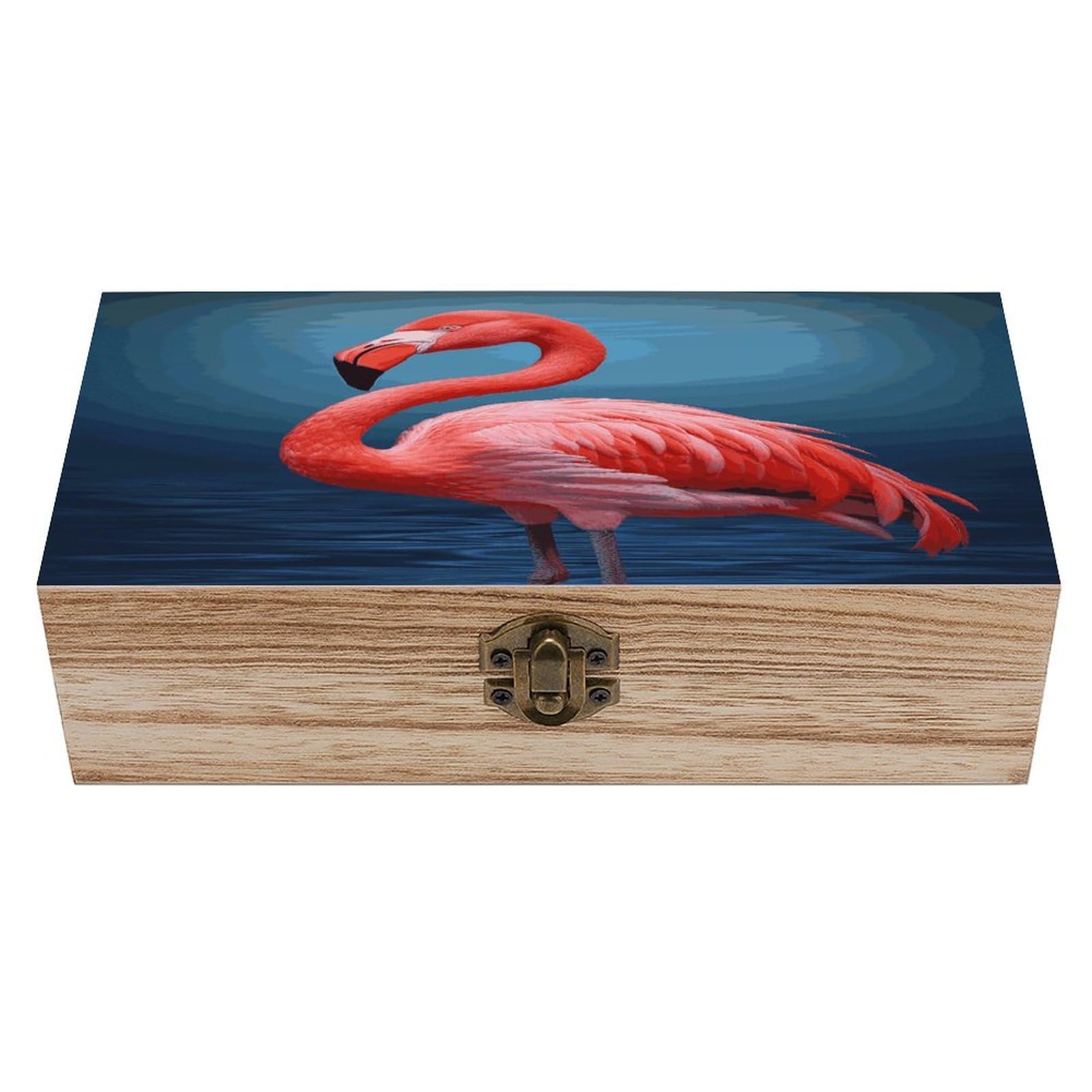 VstaDank Animal Flamingo Wooden Storage Box Wooden Keepsake Box with A Hinged Lid Fashion Memory Treasure Boxes Decorative Jewelry Case for Crafts Photo Home Decor Wood Gift Box