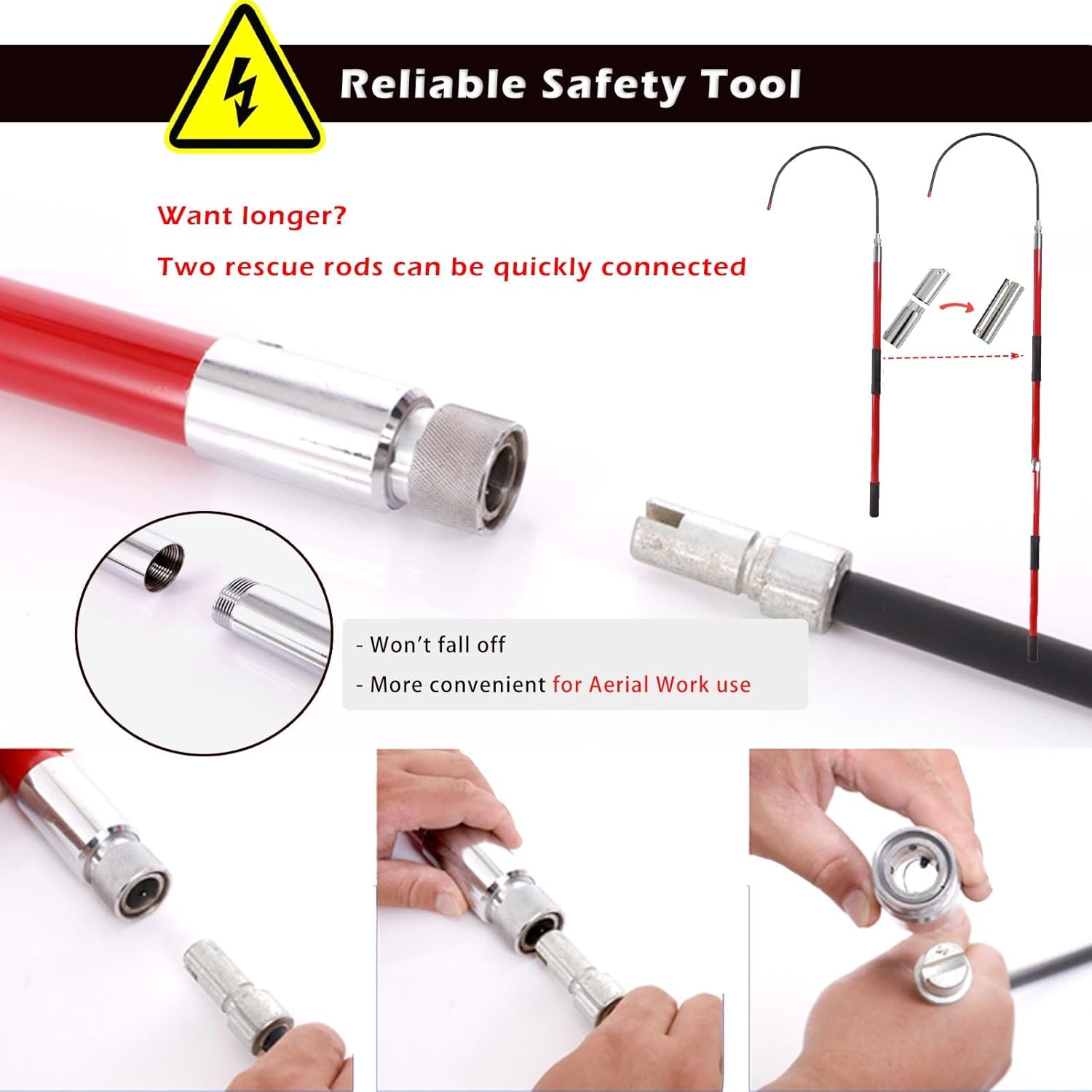 Rescue Hook Hot Stick 220 Lbs, Electrical Safety Rescue Hook for New Energy Vehicle Repairs, High Voltage Emergency Protective Equipment Tool - 3 Feet 5ft 6 Ft 10 Foot(Green,4.9ft/1.5m)