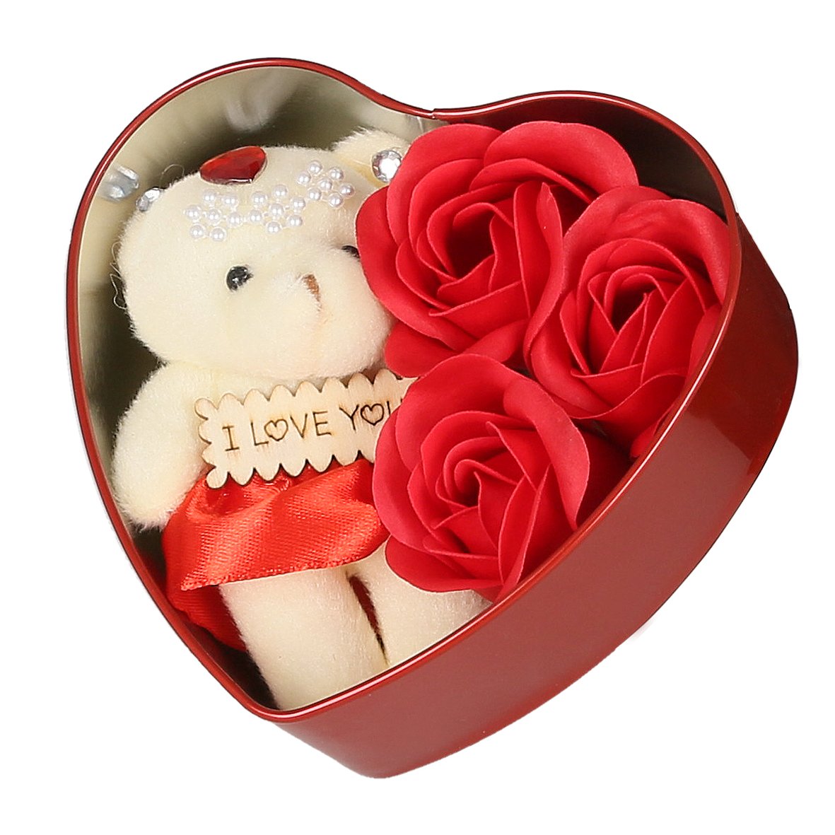 Webelkart Artificial Flower Gift Box (Red, 3 Piece), Artificial Flora-picture-10