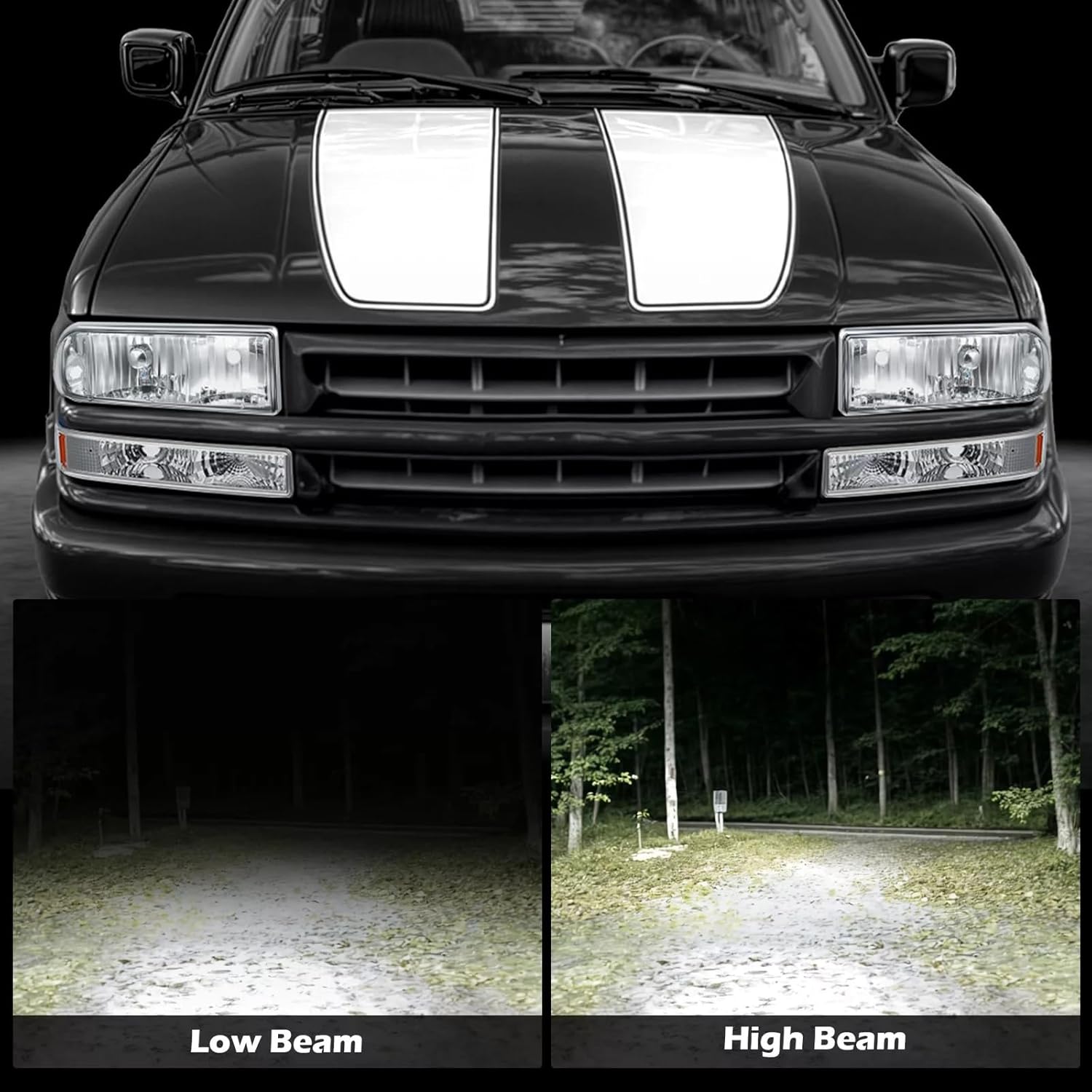 Headlight Assembly Compatible with 1998 1999 2000 2001 2002 2003 2004 Chevy S10/Blazer (CHROME+AMBER SIDE)
