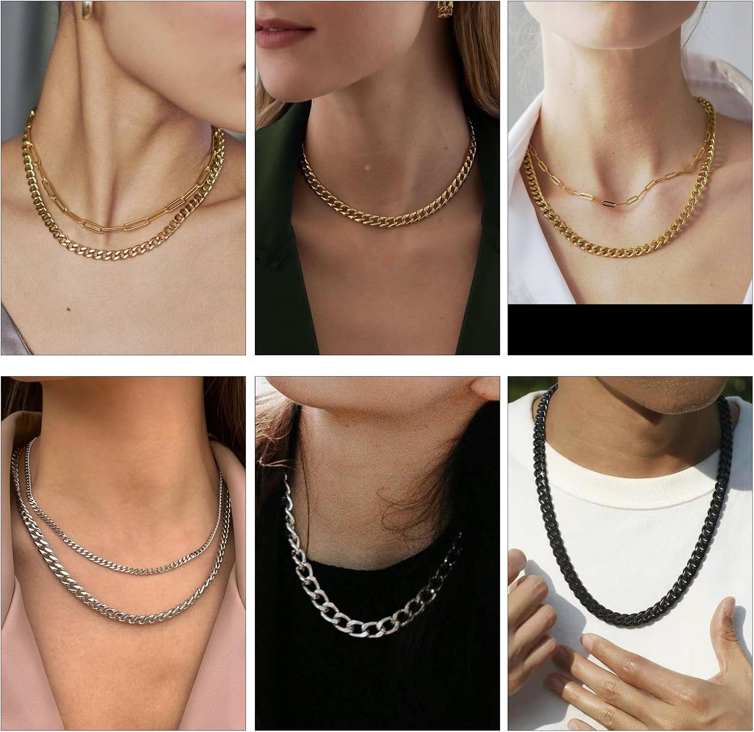 10 Pack 16inch Cuban Chain Necklace Bulk for Men and Women Chunky Stainless Steel Necklaces for Jewelry Making - Image 7