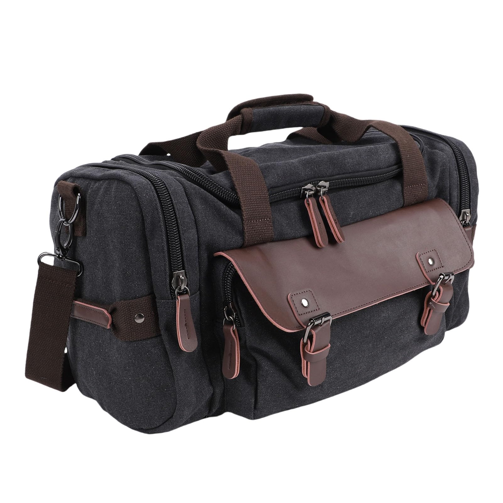 Borsa da viaggio in tela impermeabile con grande capacità per brevi viaggi di lavoro, tre modalità di trasporto, per il pendolare degli studenti, Nero , casual