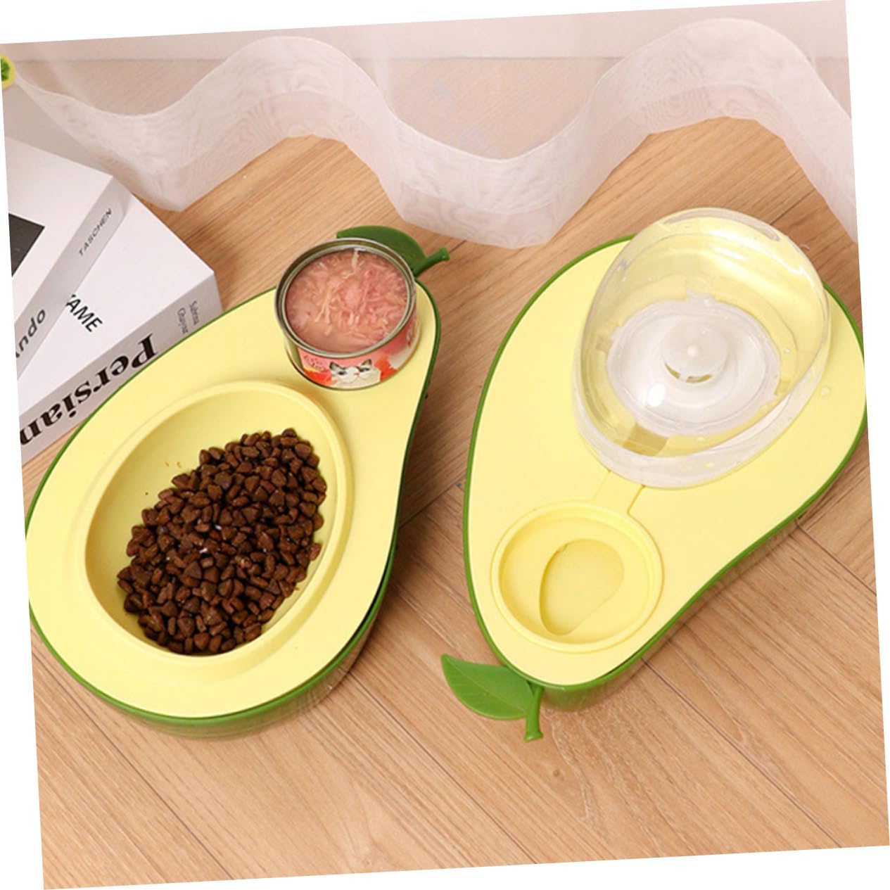 YARNOW 2pcs Avocado Pet Feeder and Water Dispenser Automatic Bowl Stable Base Pet Feeding Station for Easy to