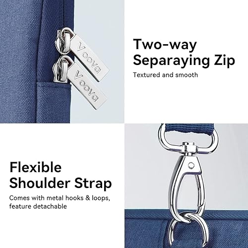 Miniatura 5 de Voova Bolsa de hombro para laptop de 14, 15, 15.6, 17, 17.3 pulgadas, funda de transporte delgada para computadora con correa, Azul  Patchwork,