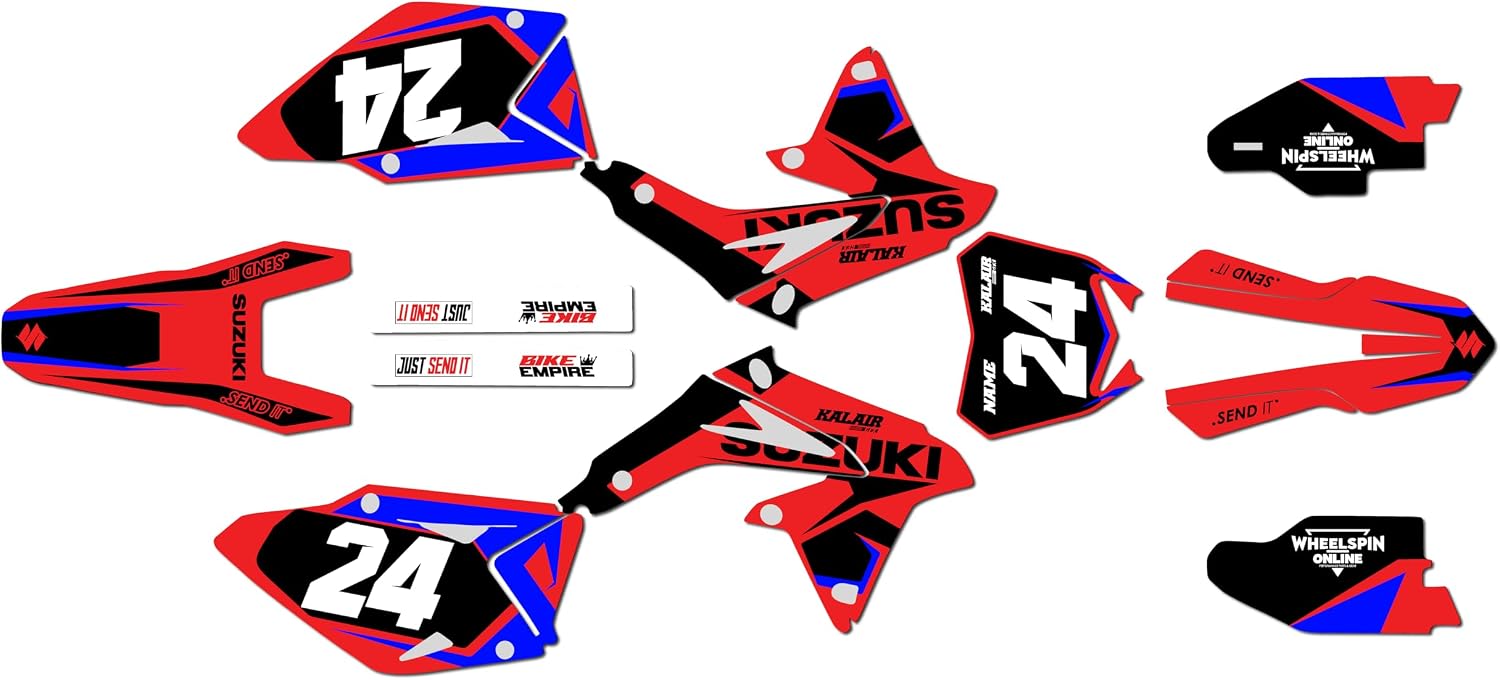 Graphics Kit for Suzuki RMZ450 (2008-2017) Instinct Series Red 16 Mil-Dirt Bike Custom Racing Graphics Decals Stickers Kit, no-Plastics