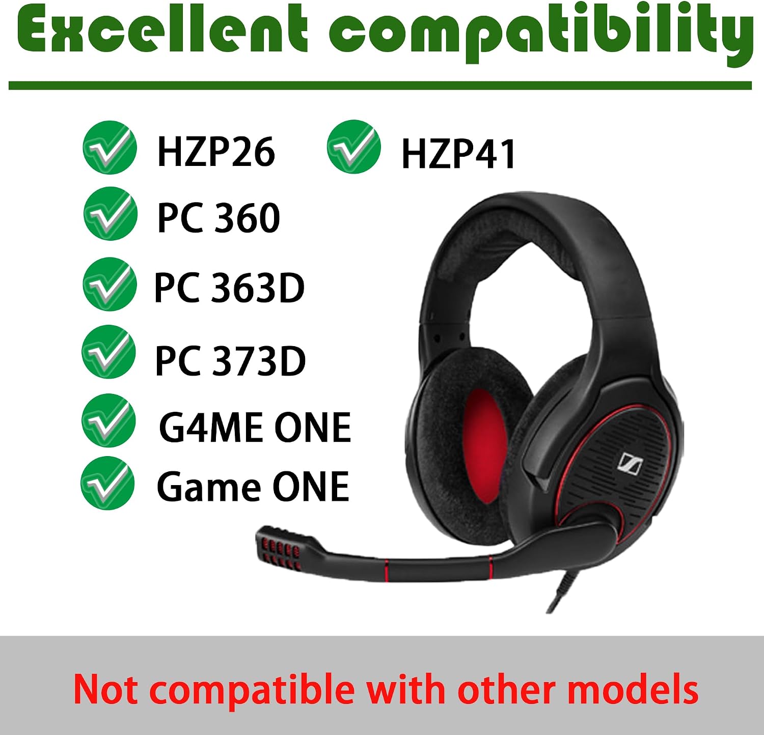 Replacement earpads Compatible with Sennheiser HZP26 HZP41 G4ME ONE Game ONE PC 363D PC 360 PC 373D Headsets Ear Cushion with Skin-Friendly Fabric image 2