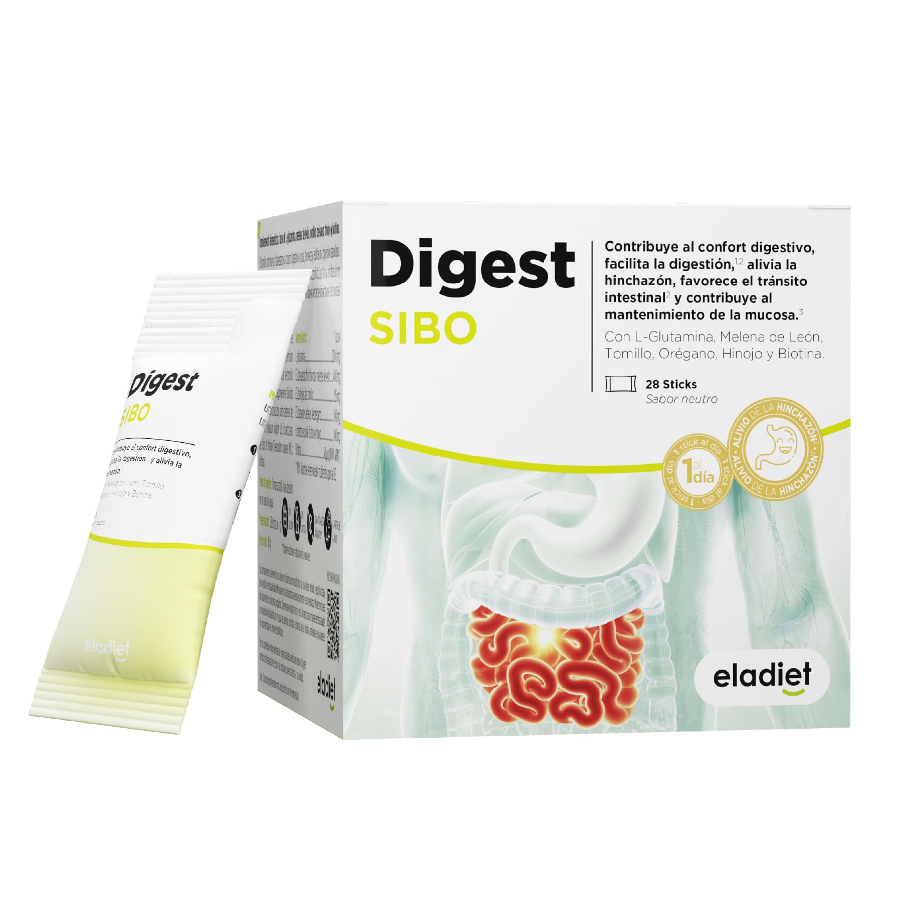 DigestSIBO - Niveles y Distribución Normal de la Flora Intestinal - Con Oregano, Hinojo, Tomillo, Melena de León, L-Glutamina y Biotina | ELADIET